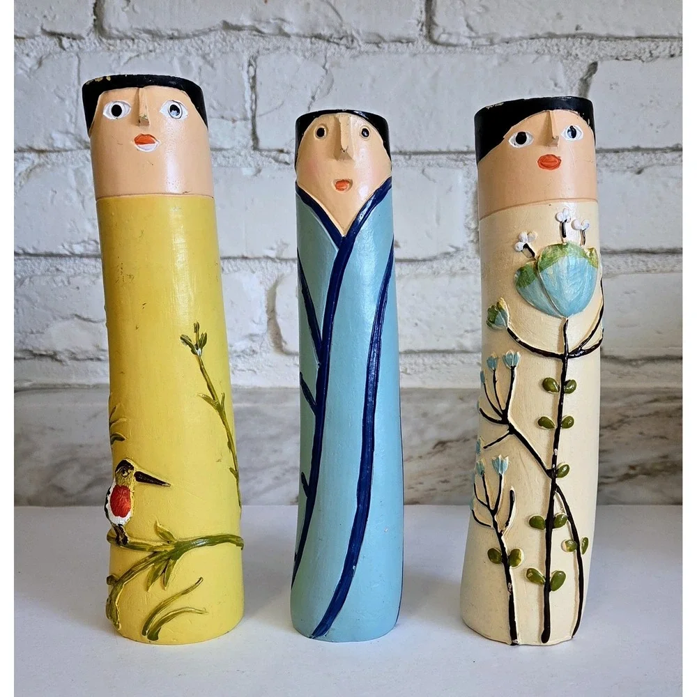 Spring Family Bud Vases Painted Resin Bohemian Vase Candle Holder Taper Holders‎